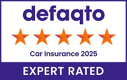 Defaqto 5‑Star Expert Rated badge for Car Insurance 2025.