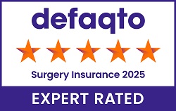 Defaqto 5‑Star Expert Rated badge for Surgery Insurance 2025.