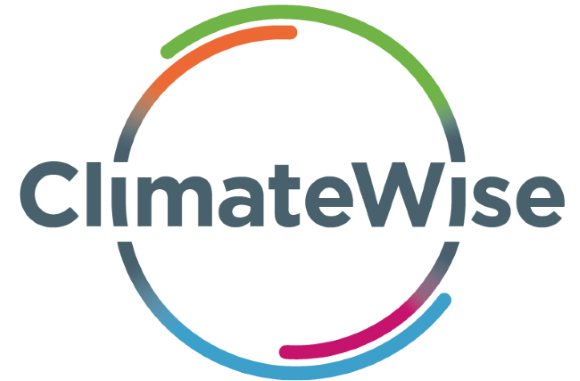 ClimateWise logo featuring the word “ClimateWise” encircled by a multicoloured circular line.