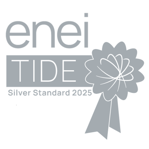 Sliver TIDE award logo, an award that recognises organisations that have achieved high standards in equality, diversity and inclusion.